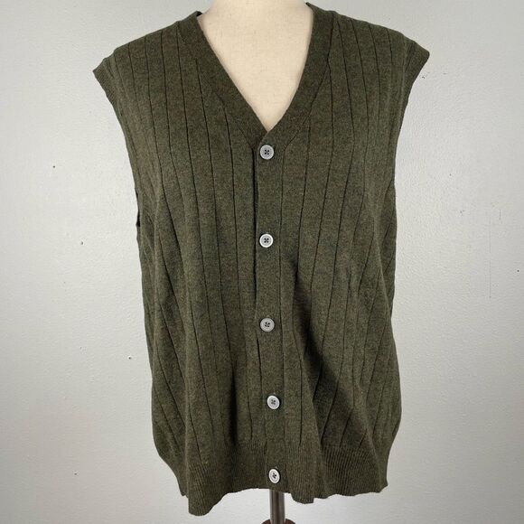 Club Room Lambs Wool Sweater Cardigan Vest Size L EUC - Picture 1 of 5